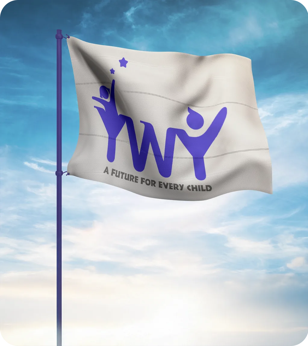 The YesWeYaa Foundation flag, a symbol of a future for every child